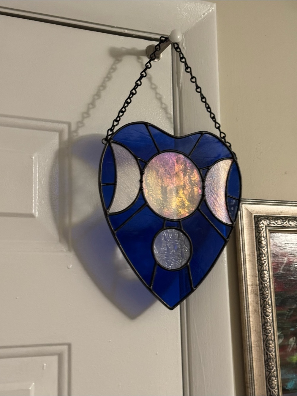 Blue Stained Glass Moon Phases Sun catcher Planchette